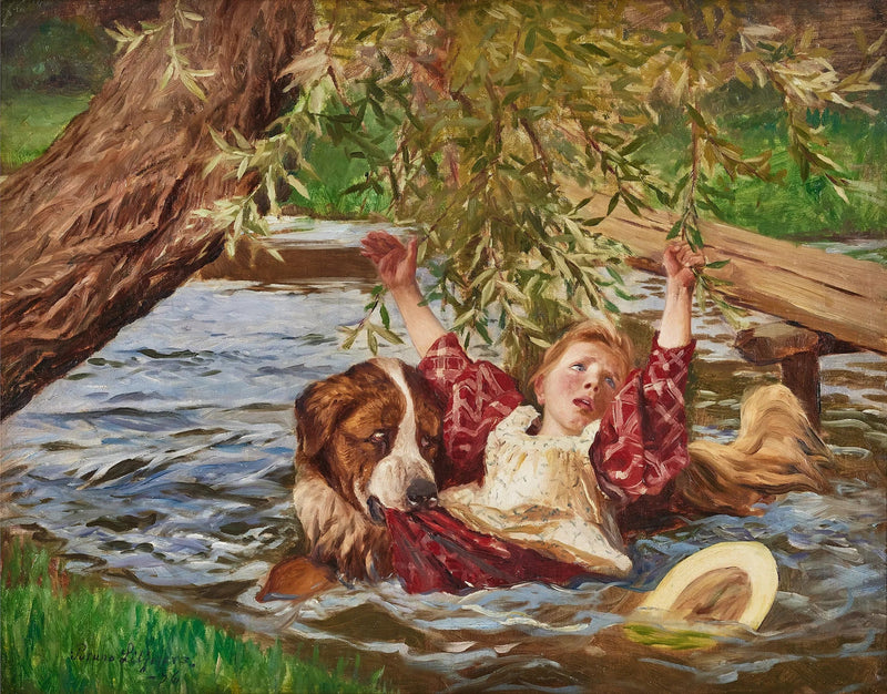 Ragazza e San Bernardo - Bruno Liljefors