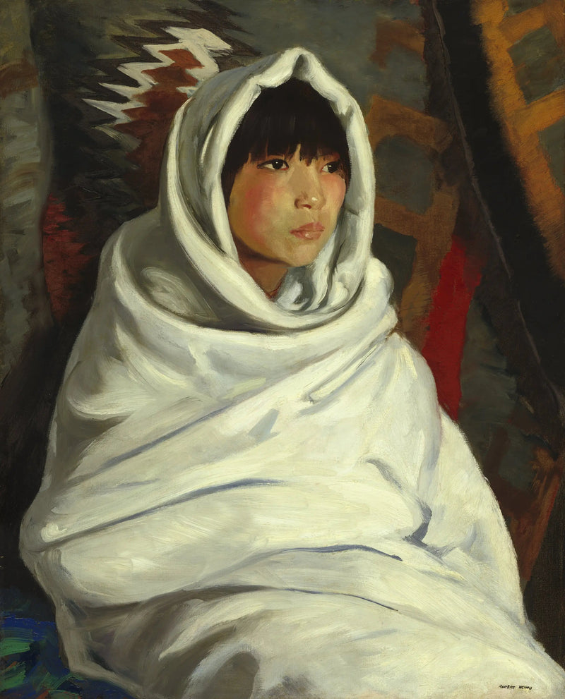 Ragazza indiana in una coperta bianca - Robert Henri