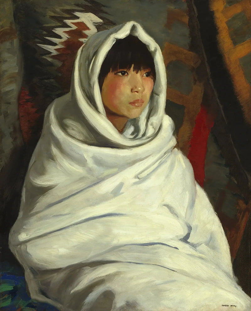 Ragazza indiana in una coperta bianca - Robert Henri