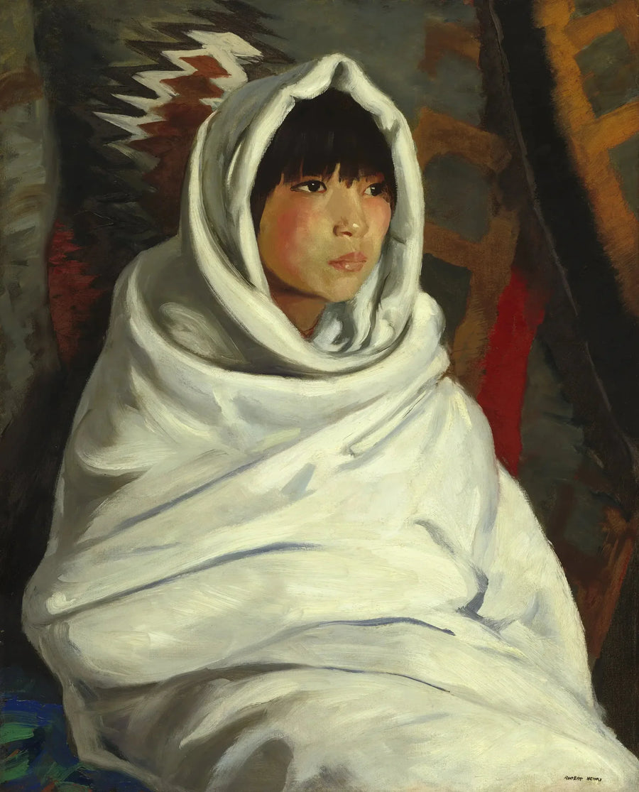 Ragazza indiana in una coperta bianca - Robert Henri