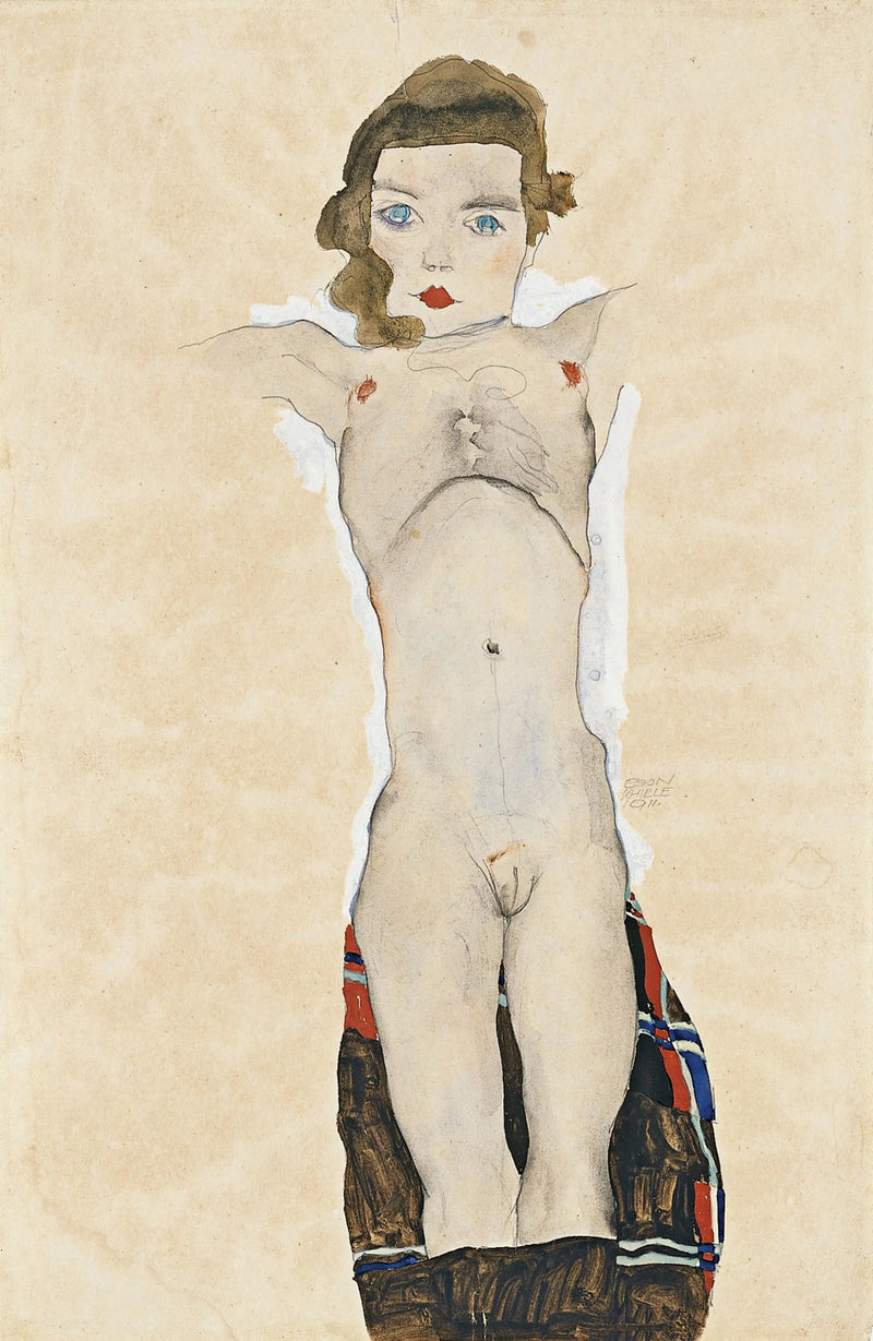 Ragazza nuda con le braccia tese - Egon Schiele