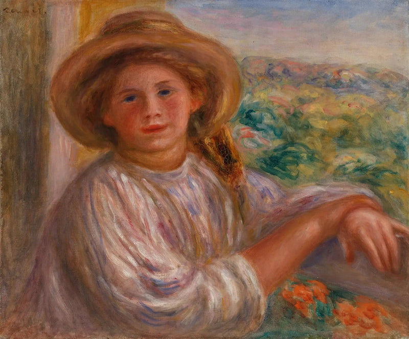 Ragazza su un balcone, Cagnes (Giovane donna sul balcone, Cagnes) - Pierre-Auguste Renoir