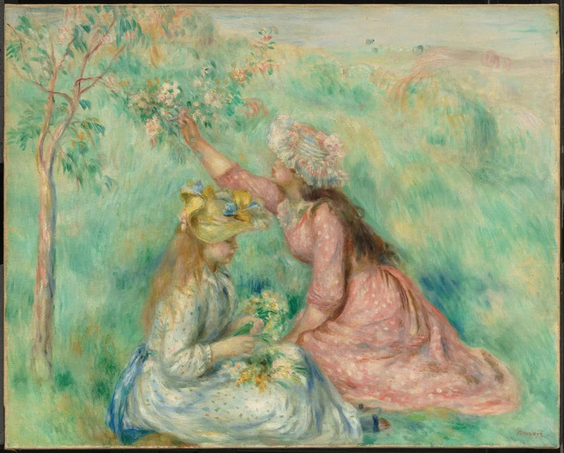 Ragazze che raccolgono fiori in un prato - Pierre-Auguste Renoir
