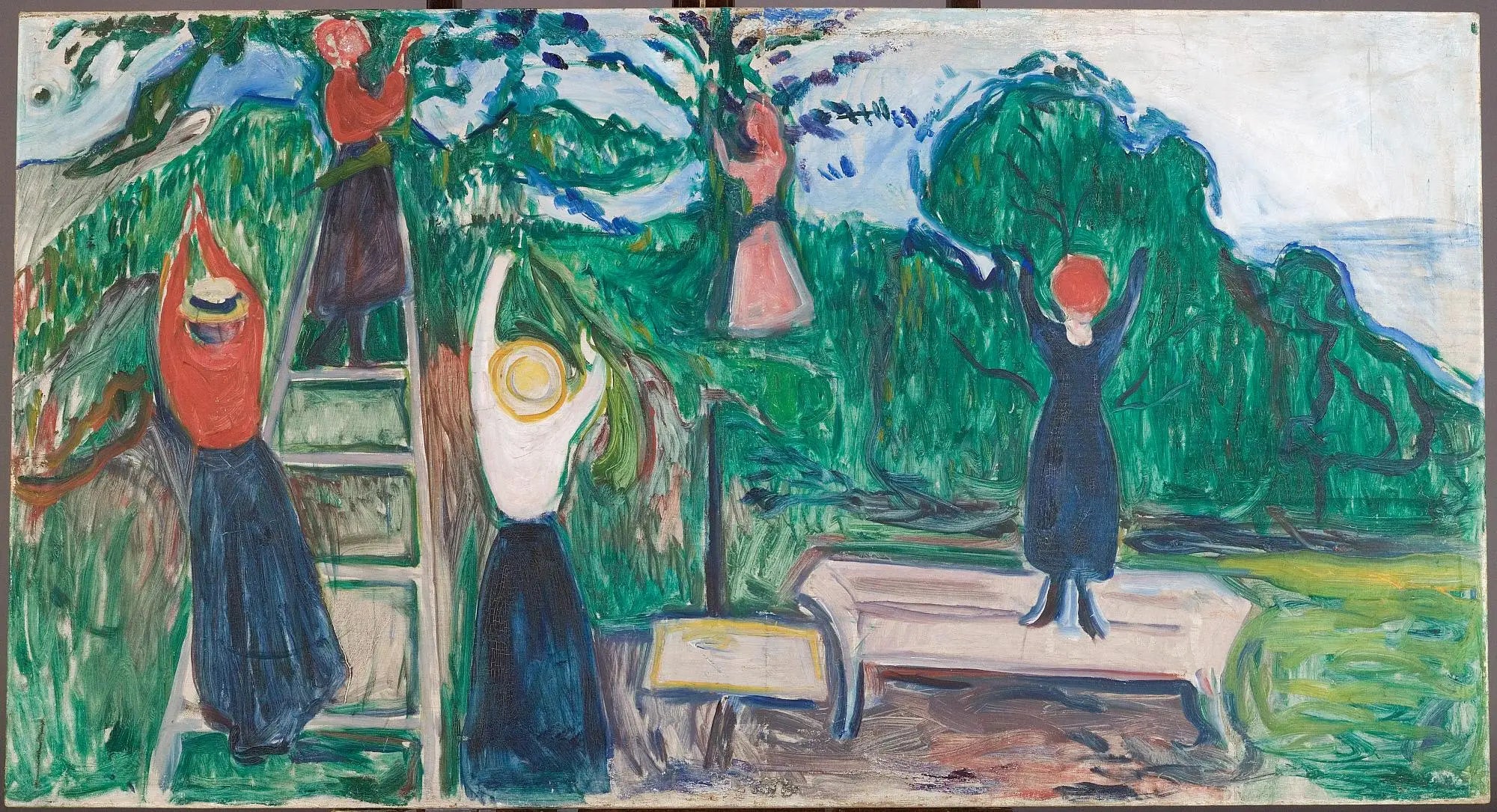 Reproduction du tableau « Filles cueillant des fruits (Frise Linde) - Edvard Munch » par Alpha Reproduction en peinture à l’huile