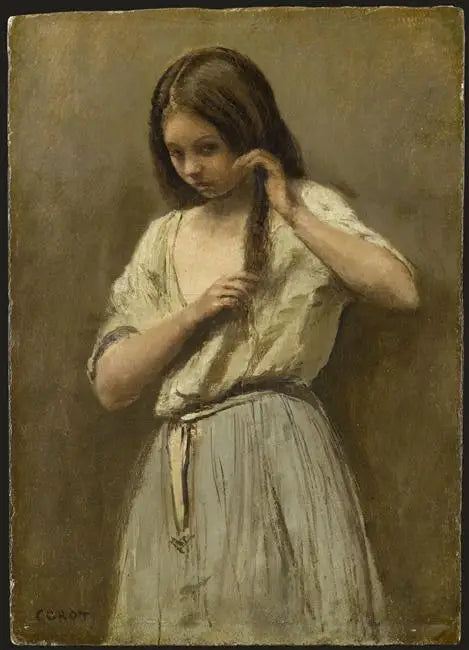 Bambina alla sua toilette - Jean-Baptiste Camille Corot