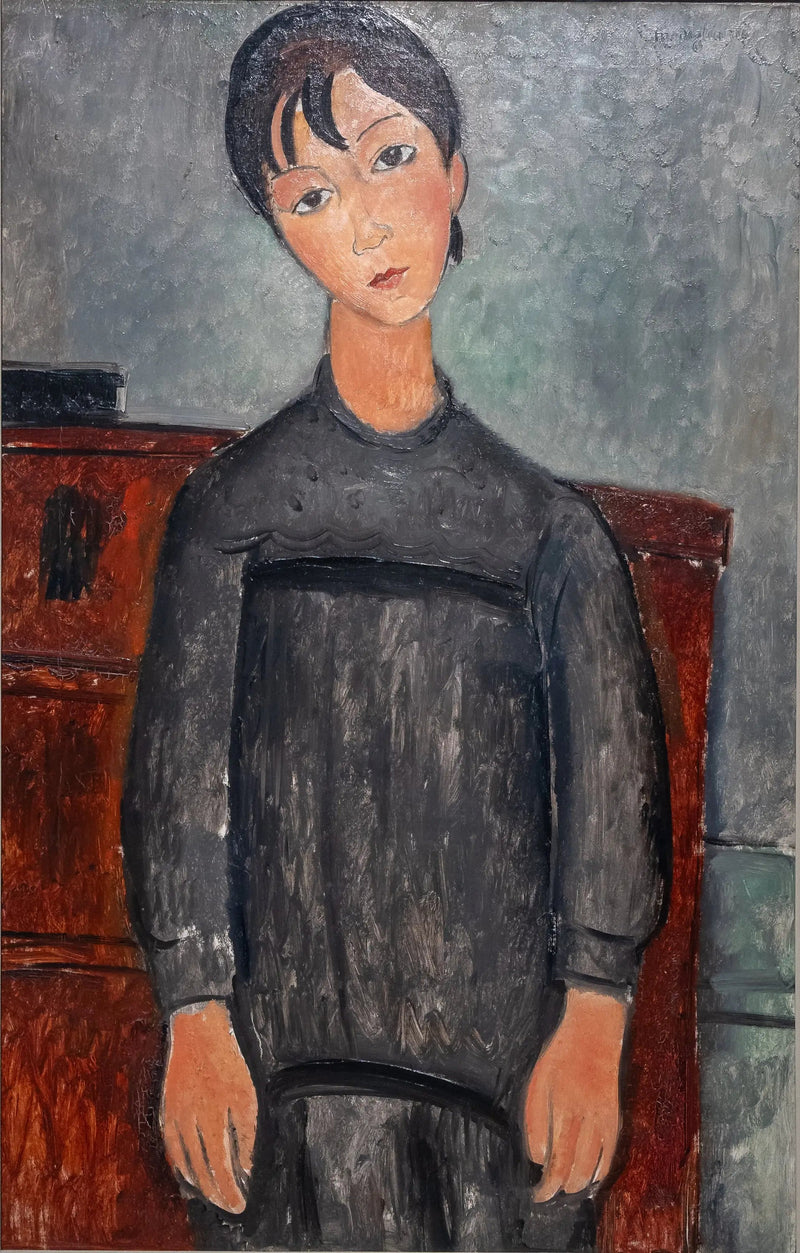 Bambina in piedi con grembiule nero - Amedeo Modigliani