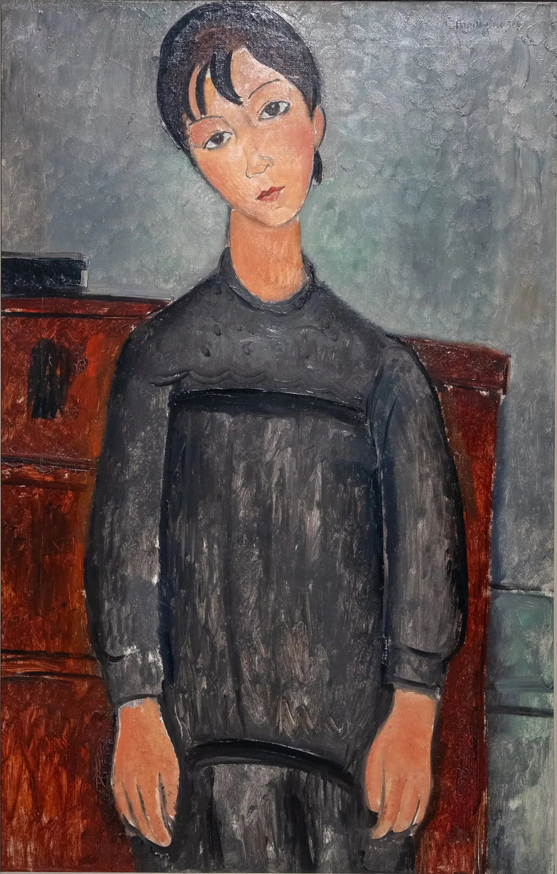 Bambina in piedi con grembiule nero - Amedeo Modigliani