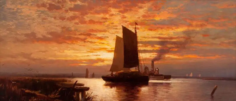 Fine della giornata, porto di New York - Edward Moran