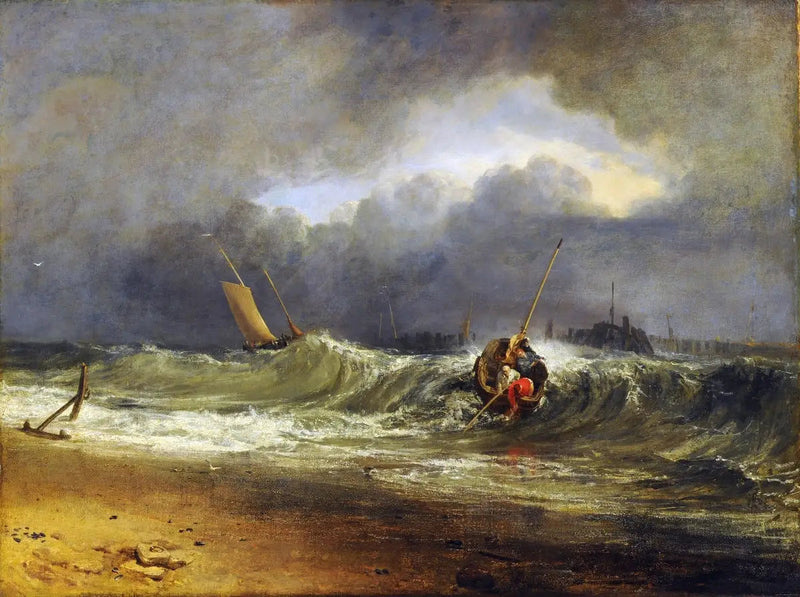 Pescatori su una riva protetta in tempo tempestoso - J. M. W. Turner