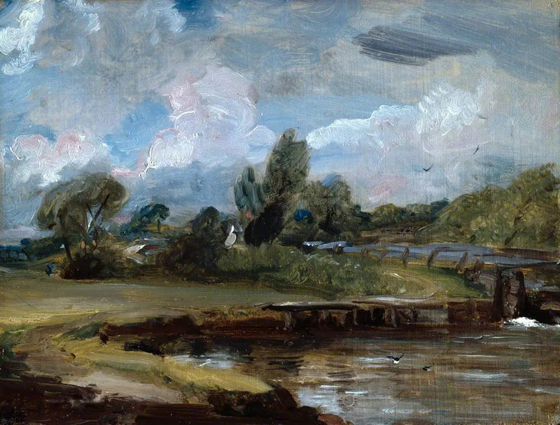 Flatford Lock, un percorso sul bordo di un fiume - John Constable