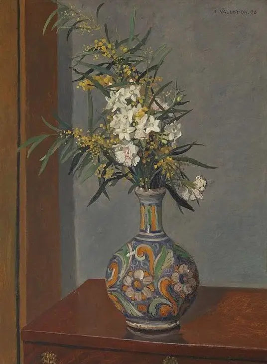 Fiori bianchi in un vaso decorato - Félix Vallotton