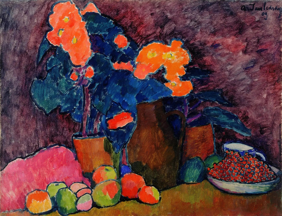 Fleurs, fruits et cruche - Alexej von Jawlensky image 1 copie de tableau peinte à la main