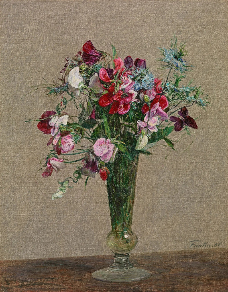 Fiori, pois di profumo e nigelle in un piccolo vaso - Henri Fantin-Latour