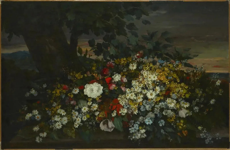 Fiori su una panchina - Gustave Courbet