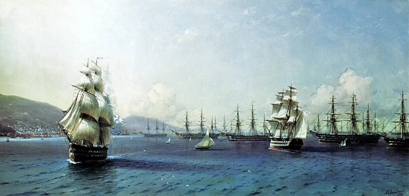 Flotte della mare Noire dans la baie de Théodosie, juste avant la guerre de Crimée - Ivan Aïvazovski