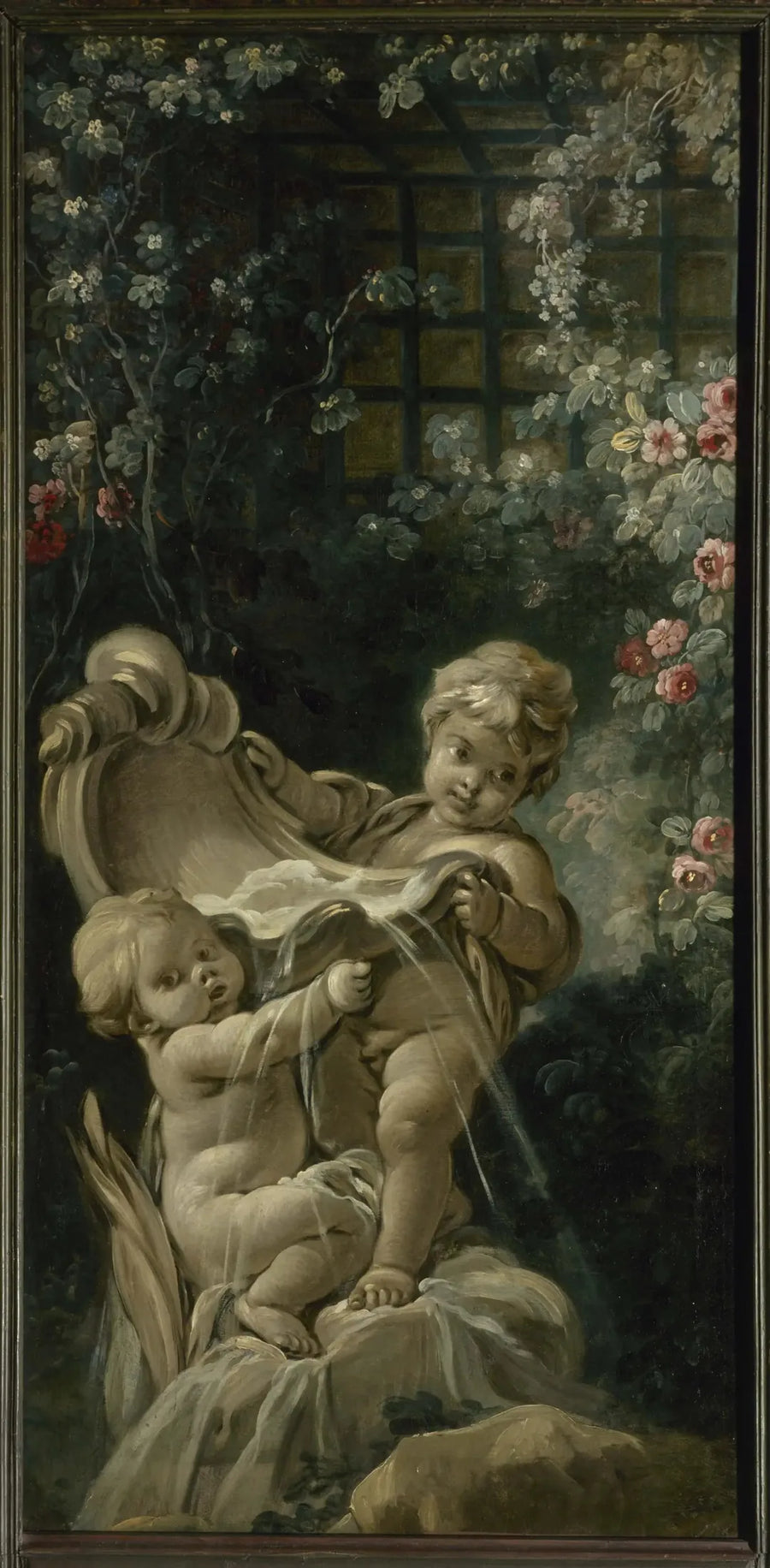 Fontana con due amori, uno dei quali è inginocchiato - François Boucher
