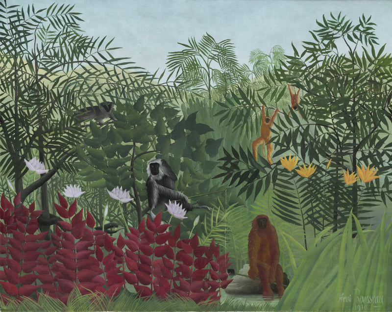 Foresta pluviale con scimmie - Henri Rousseau