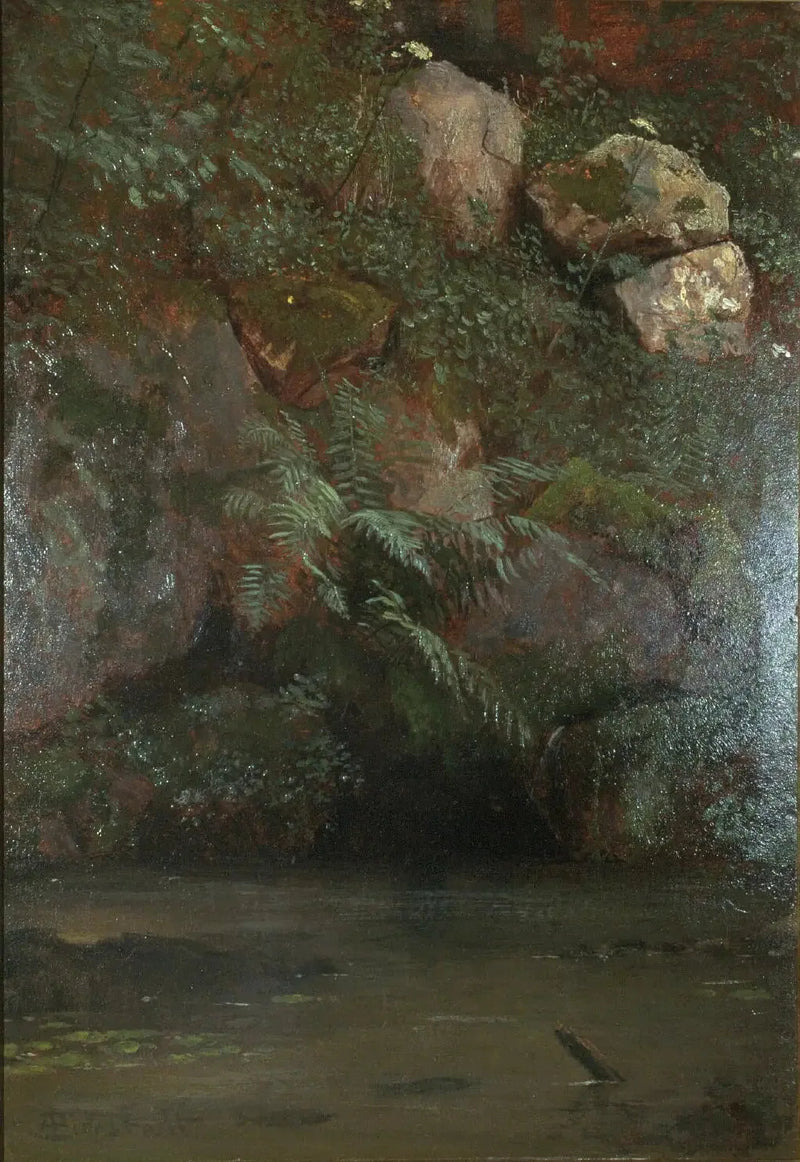 Fougères e rocce su un pendio - Albert Bierstadt
