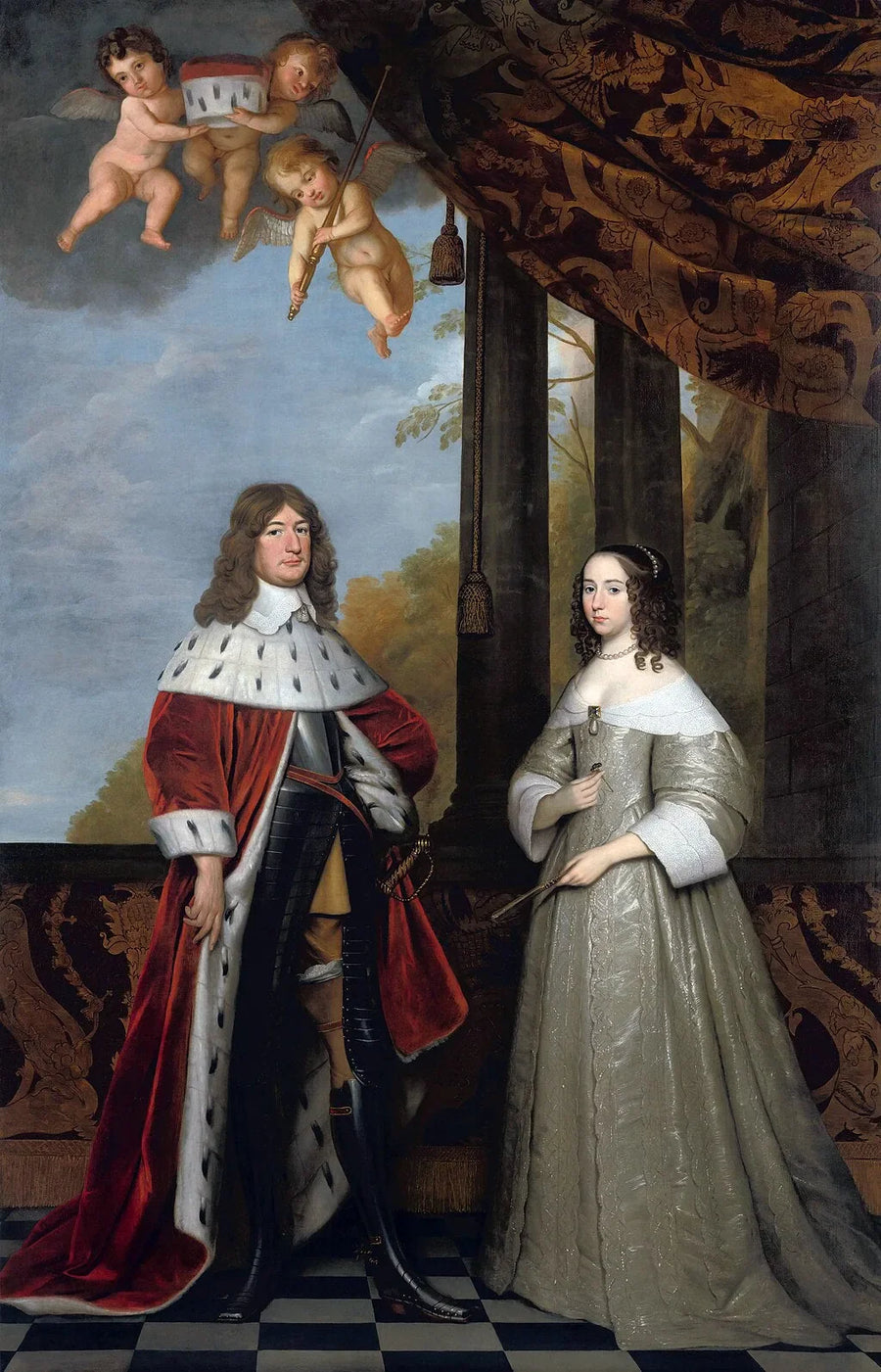 Frédéric-Guillaume (1620-1688), elettore di Brandeburgo, e sua moglie Louise-Henriette (1627-1667), contessa d'Orange-Nassau - Gerrit van Honthorst