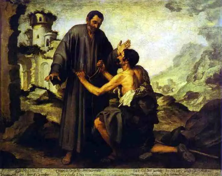 Frère Junipero e il Povero - Bartolomé Esteban Murillo