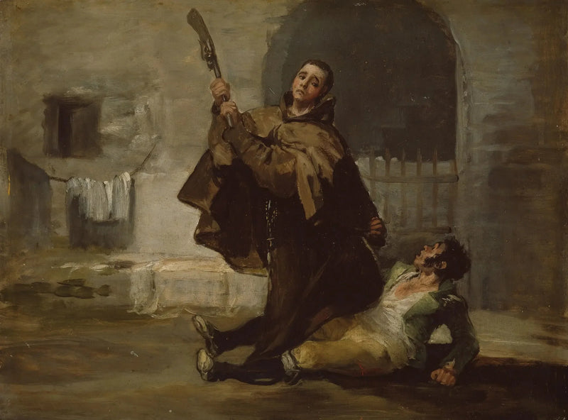 Fratello Pedro colpisce El Maragato con la culatta del fucile - Francisco de Goya
