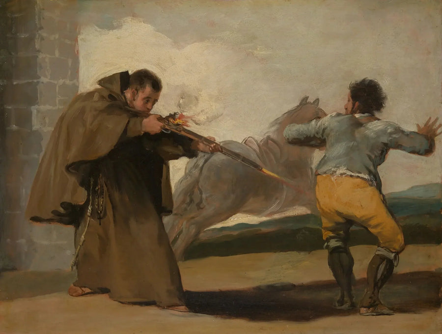 Fratello Pedro spara a El Maragato mentre il suo cavallo fugge - Francisco de Goya