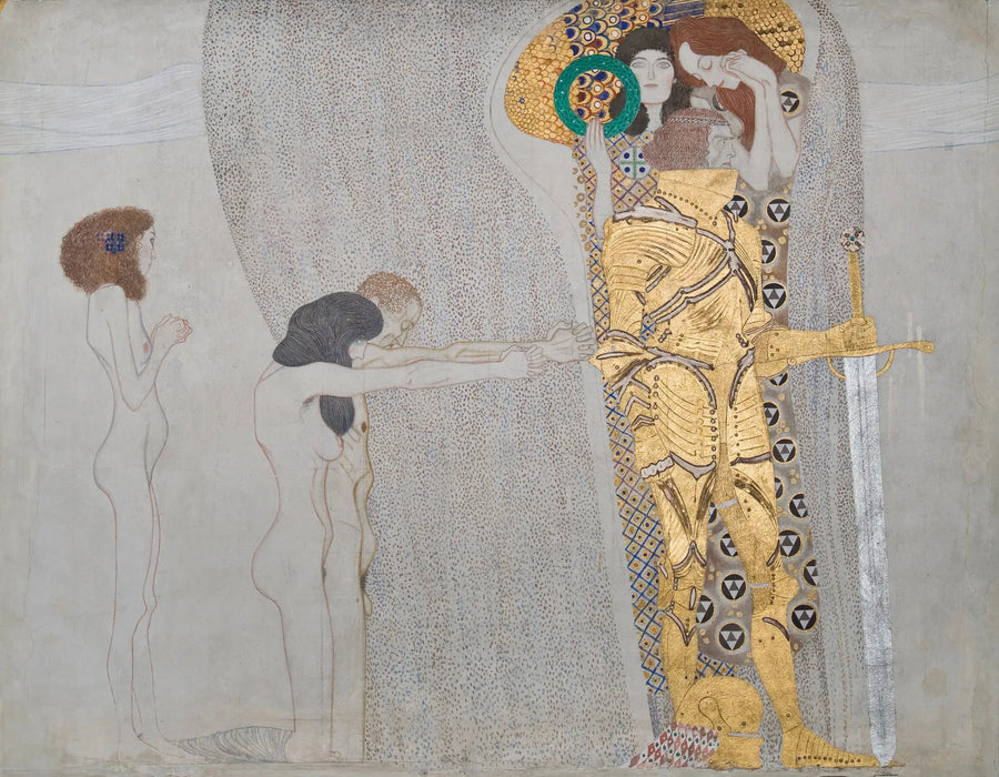Frise Beethoven (tavola 3, muro di sinistra): Desiderio di felicità - Gustav Klimt