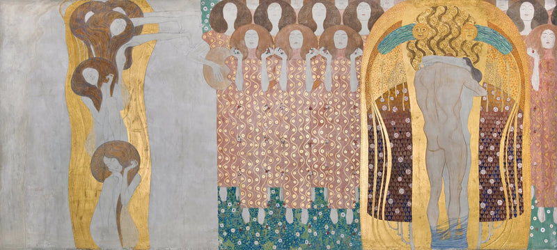 Frise Beethoven (tavola 8, muro di destra): Il desiderio di felicità è placato dalla poesia - Gustav Klimt