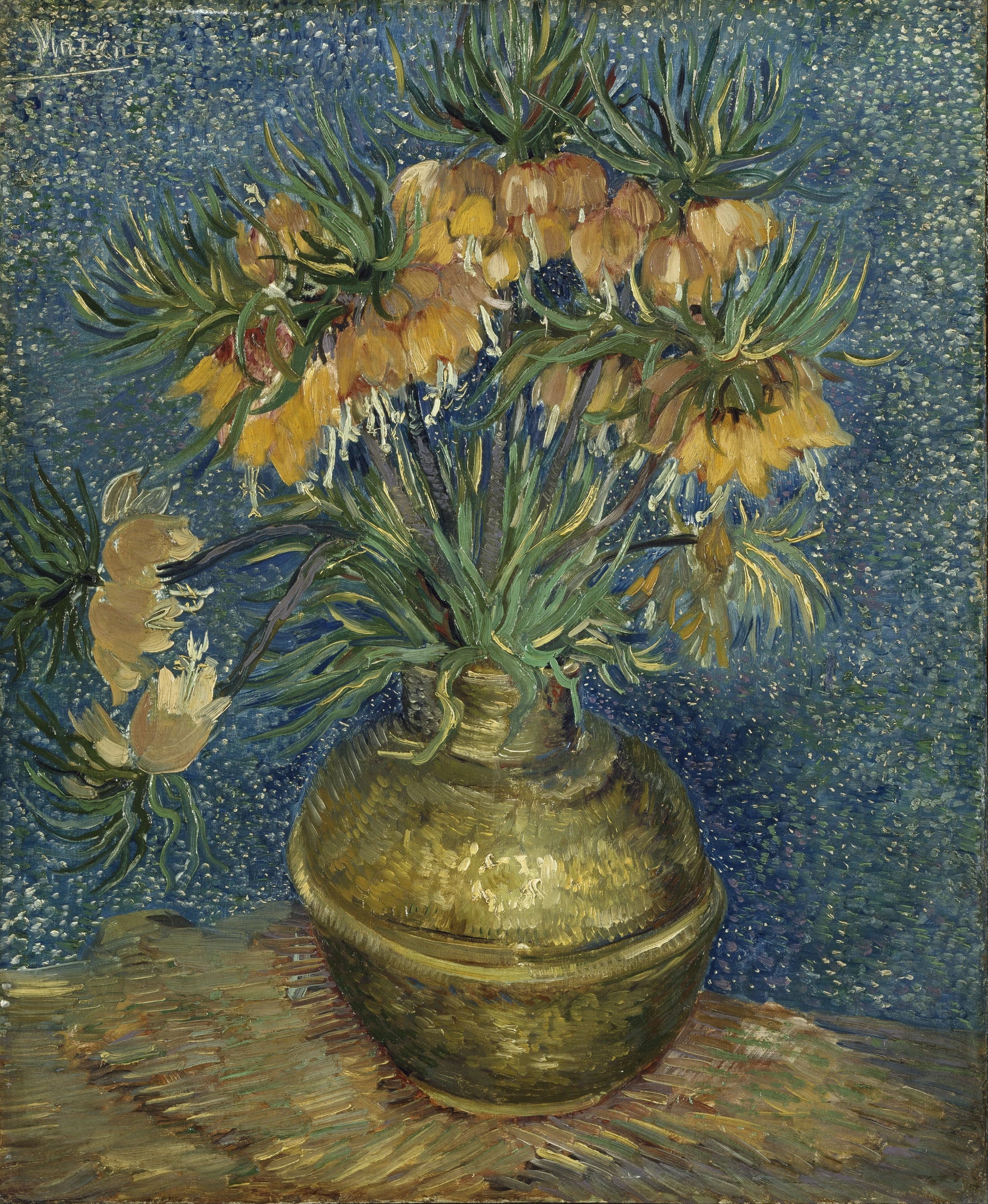 Fritillaires couronne impériale dans un vase de cuivre F213 de Vincent van Gogh