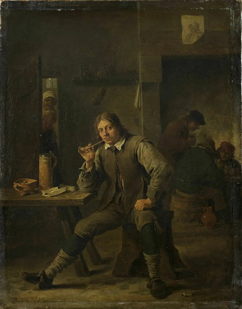 Fumatore appoggiato a un tavolo - David Teniers il Giovane