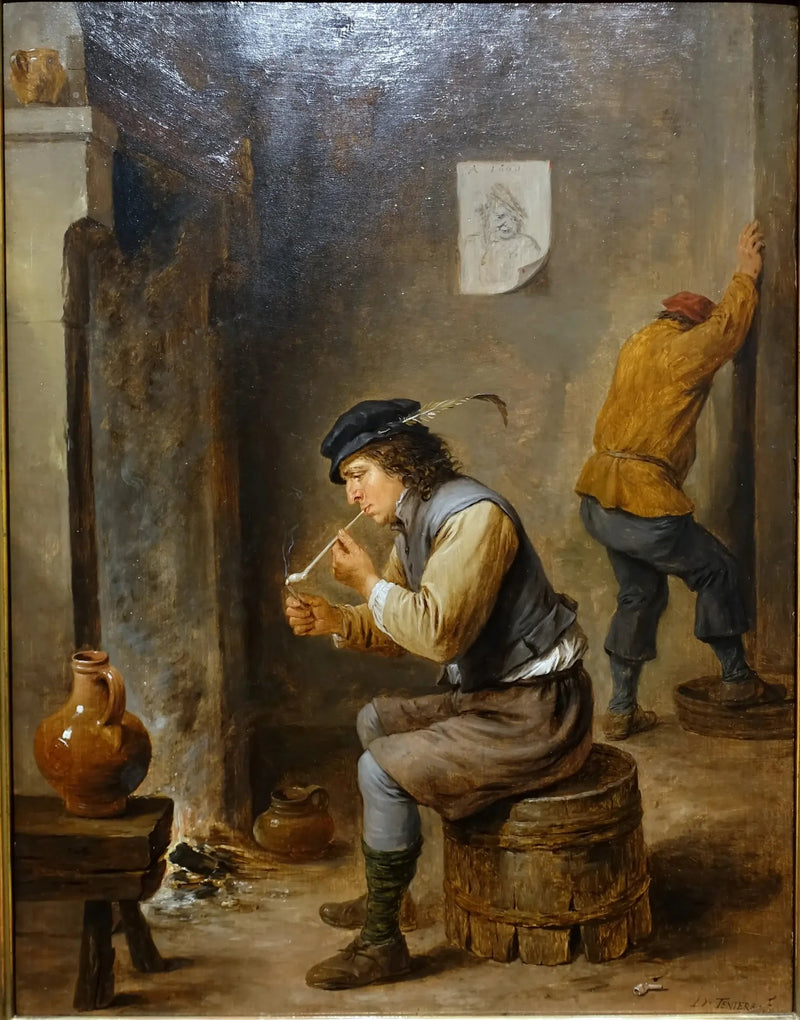 Fumatore vicino a un camino - David Teniers il Giovane