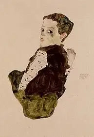 Garçon assis (Sitzender Knabe) - Egon Schiele image 1 reproduction réalisée par Alpha Reproduction