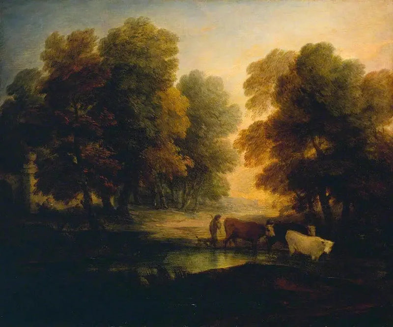 Ragazzo che conduce mucche vicino a una piscina - Thomas Gainsborough