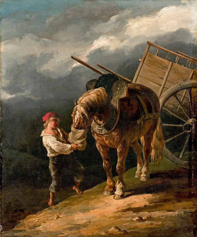 Ragazzo che dà l'avena a un cavallo disaccoppiato - Théodore Géricault