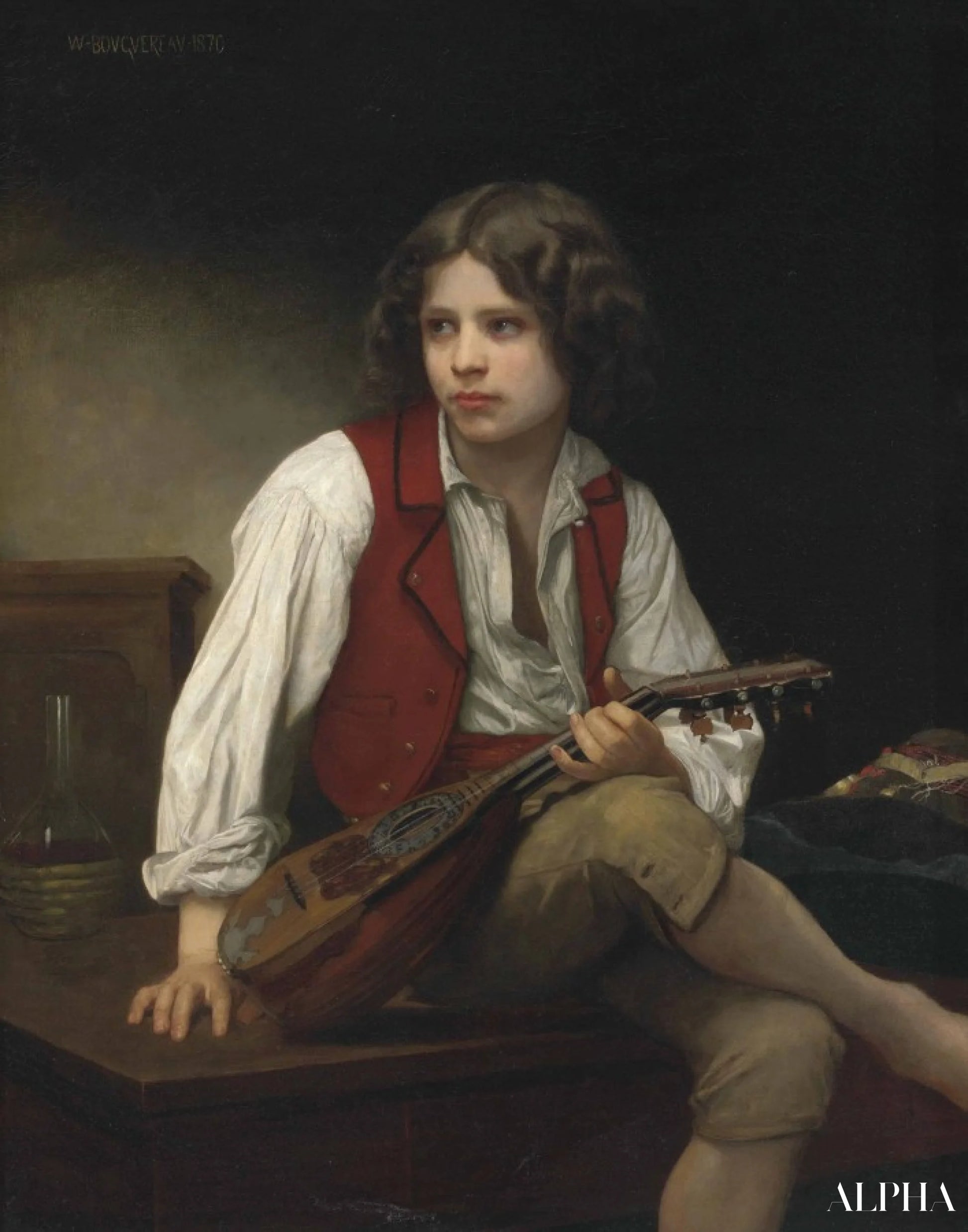 Ragazzo italiano con mandolino - William Bouguereau - Riproduzioni di quadri e dipinti di alta gamma