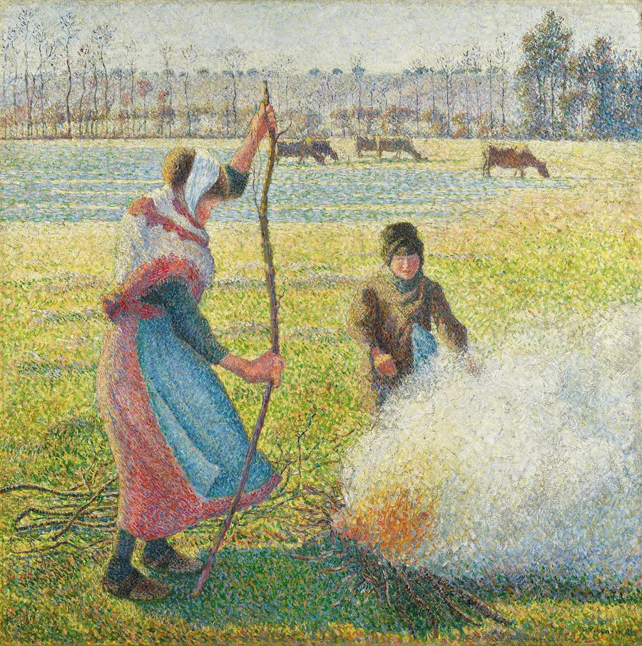 Gelatina bianca, giovane contadina che fa fuoco - Camille Pissarro