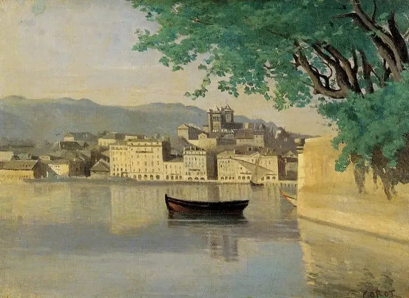 Ginevra, vista di una parte della città - Jean-Baptiste Camille Corot