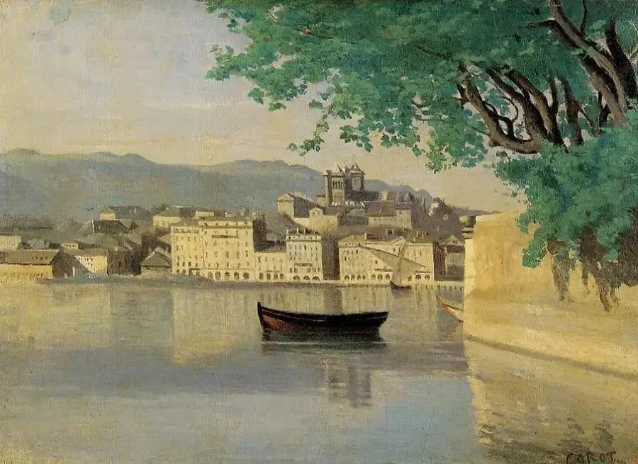 Ginevra, vista di una parte della città - Jean-Baptiste Camille Corot