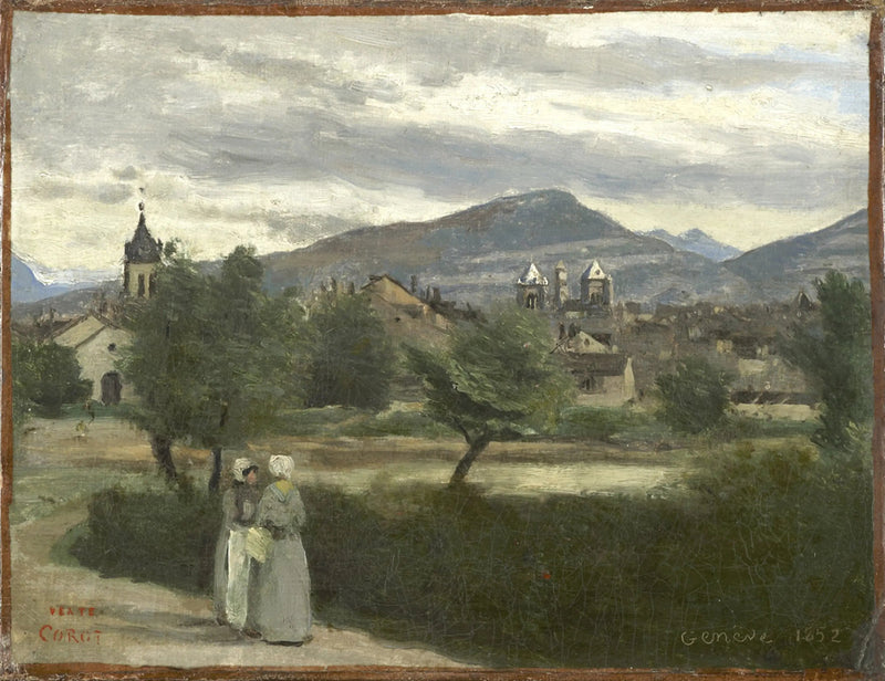 Ginevra. Vista presa dalla campagna, con il Petit Salève all'orizzonte - Jean-Baptiste Camille Corot