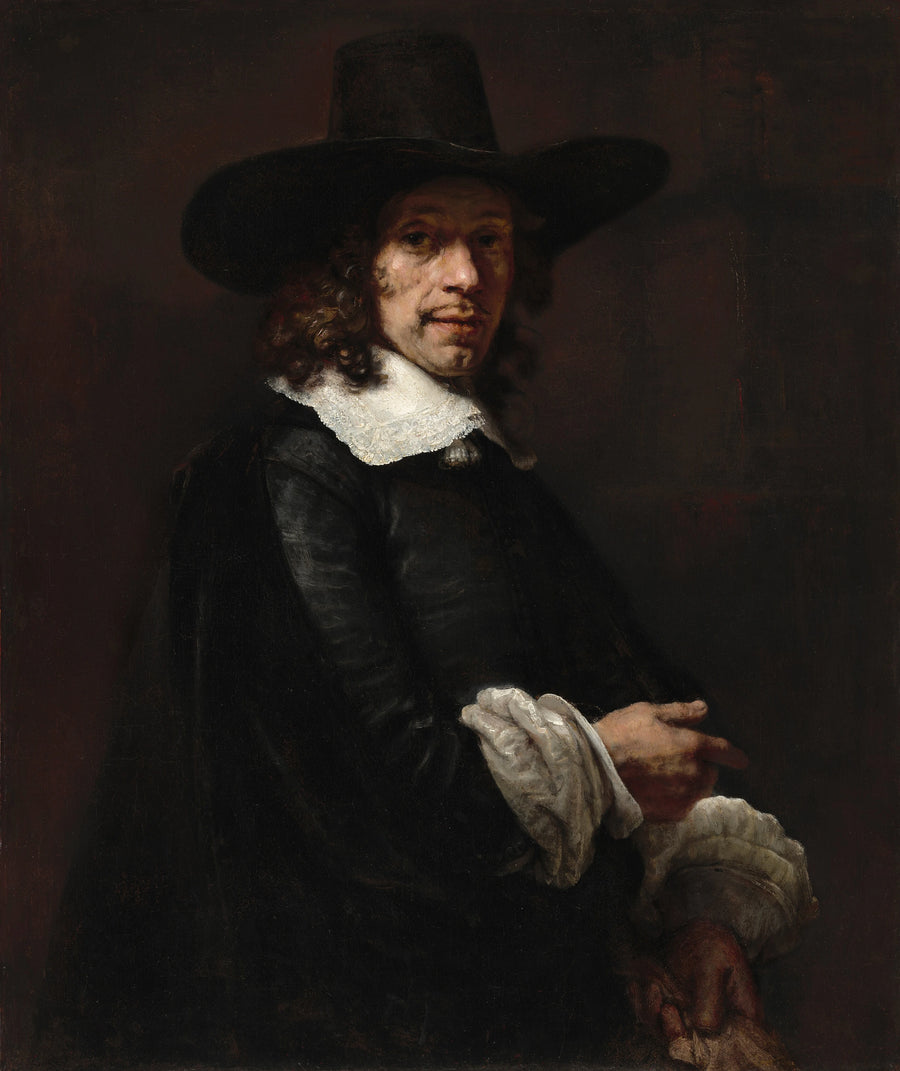 Ritratto di un uomo con un cappello a cilindro e guanti - Rembrandt