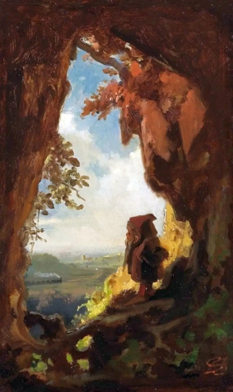 Gnomo che guarda un treno - Carl Spitzweg