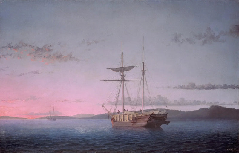 Goélettes forestières la sera sulla baia di Penobscot - Fitz Henry Lane