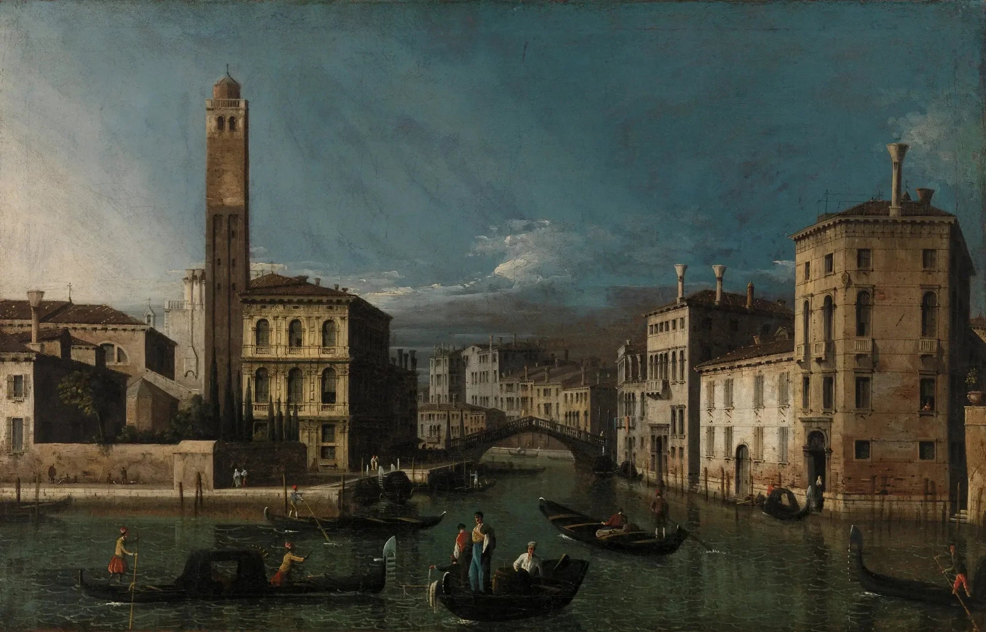 Grand Canal : San Geremia et l'entrée du Cannaregio - Canaletto image 1 reproduction de peinture à l’huile