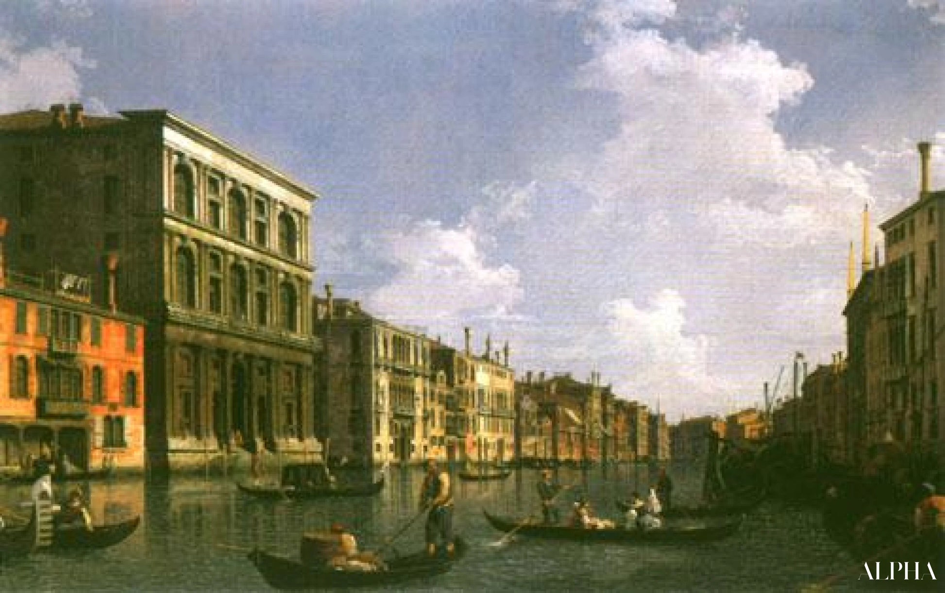 Canale Grande: vista Sud-Ovest del Palazzo Grimani tonde il Palazzo Foscari - Canale Giovanni Antonio - Riproduzioni di quadri e dipinti di alta gamma