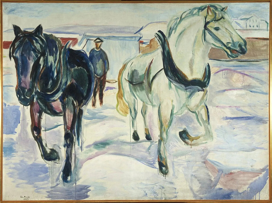 Gruppo di cavalli nella neve - Edvard Munch