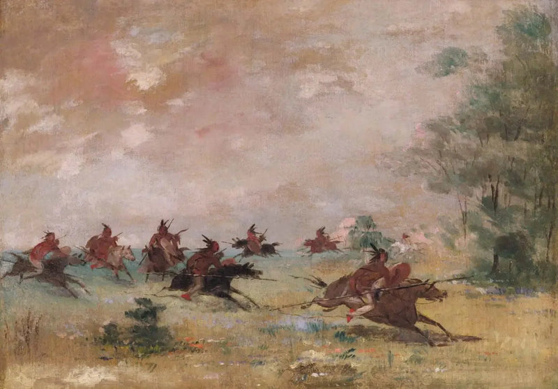 Gruppo di guerra comanche, montato su cavalli selvaggi - George Catlin