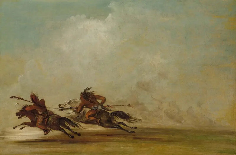Guerriero Comanche lanciando un Osage, a piena velocità - George Catlin