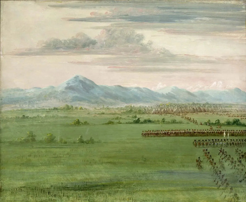 Guerrieri Comanche, con bandiera bianca, ricevendo i draghi - George Catlin