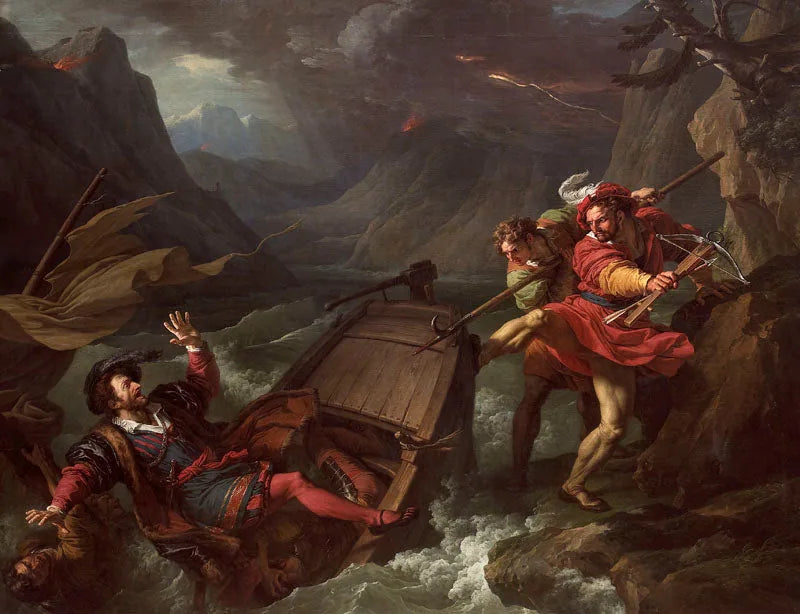 Guillaume Tell renversant la barque sur laquelle le gouverneur Gessler traversait le lac de Lucerne - François-André Vincent image 1 reproduction artisanale de tableau