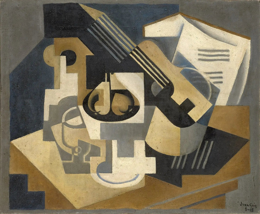 Chitarra e piattino su un tavolo - Juan Gris